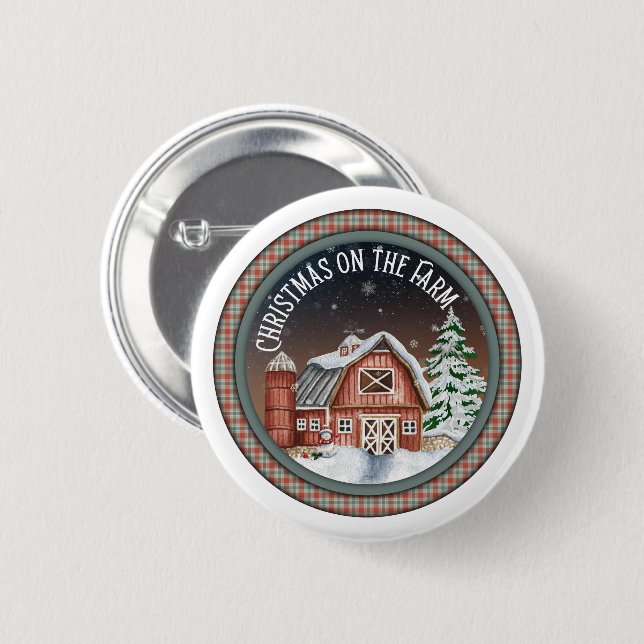 Christmas on the Farm 2 Inch Round Button (Front & Back)