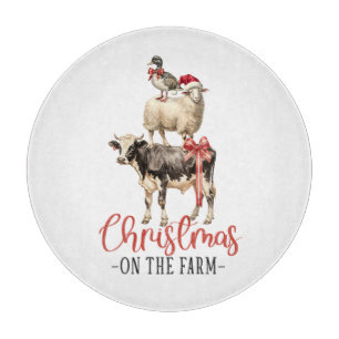 Christmas on the Farm Barnyard Animal Cutting Board