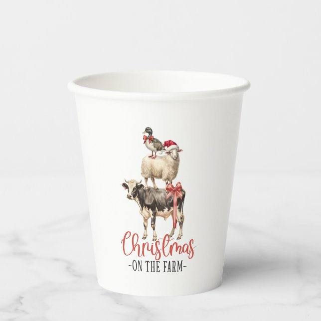 Christmas on the Farm Barnyard Animal Paper Cups (Front)