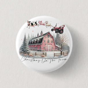 Christmas on the Farm,Merry Christmas 1 Inch Round Button