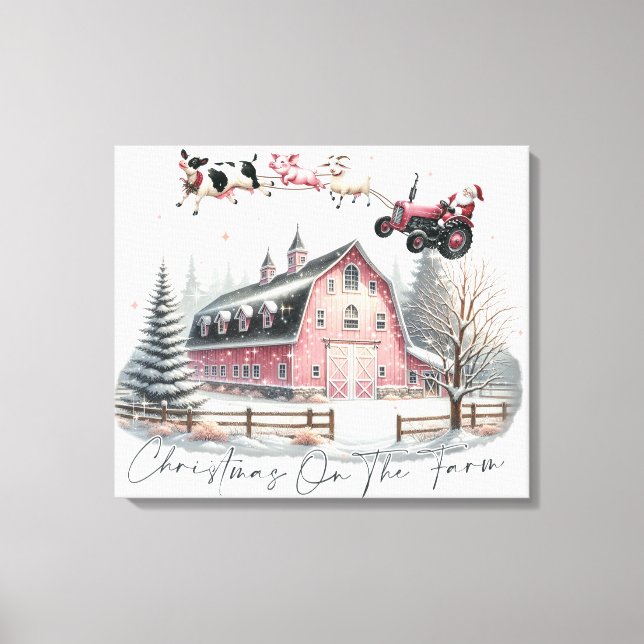 Christmas on the Farm,Merry Christmas Canvas Print (Front)