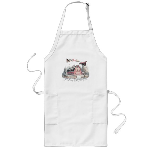 Christmas on the Farm,Merry Christmas Long Apron (Front)