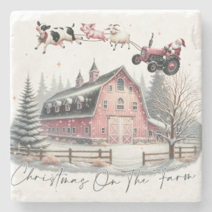 Christmas on the Farm,Merry Christmas Stone Coaster