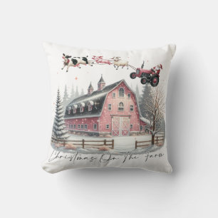 Christmas on the Farm,Merry Christmas Throw Pillow