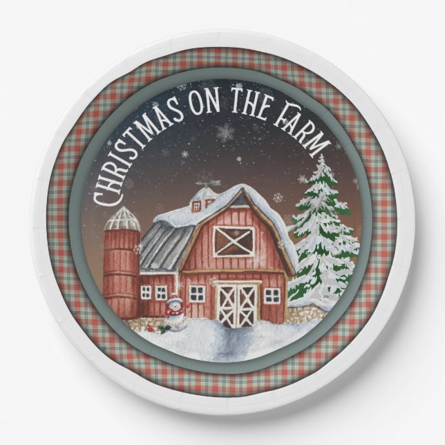 Christmas on the Farm Paper Plates (Front)