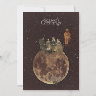 Christmas on the moon holiday card