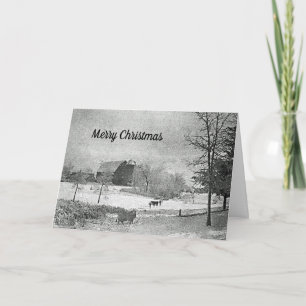 Christmas on the old farm card