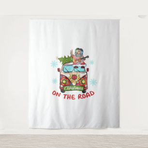 Christmas On The Road Hippie Gnome Peace Sign Truc Tapestry