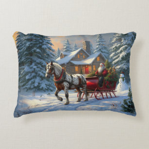 Christmas One-horse Sleigh Santa Accent Pillow
