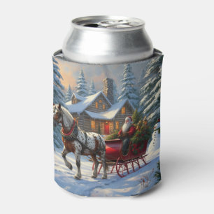 Christmas One-horse Sleigh Santa Can Cooler