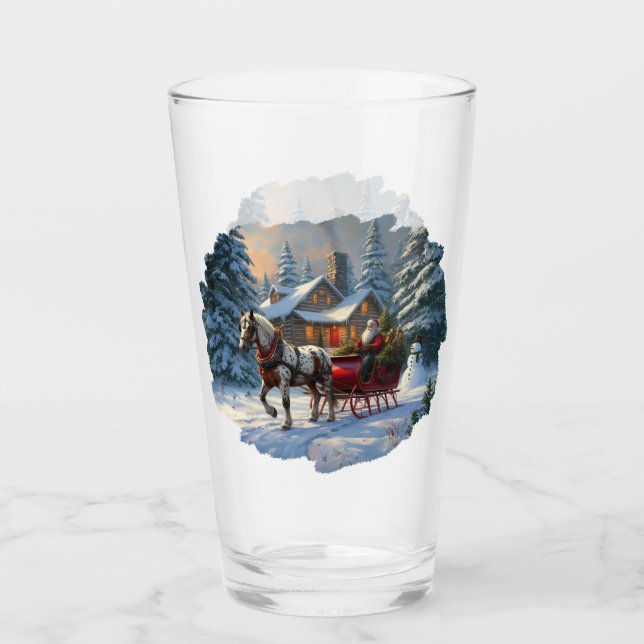 Christmas One-horse Sleigh Santa Glass (Front)