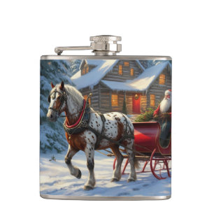 Christmas One-horse Sleigh Santa Hip Flask