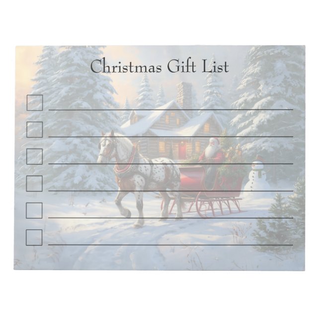 Christmas One-horse Sleigh Santa Notepad (Front)