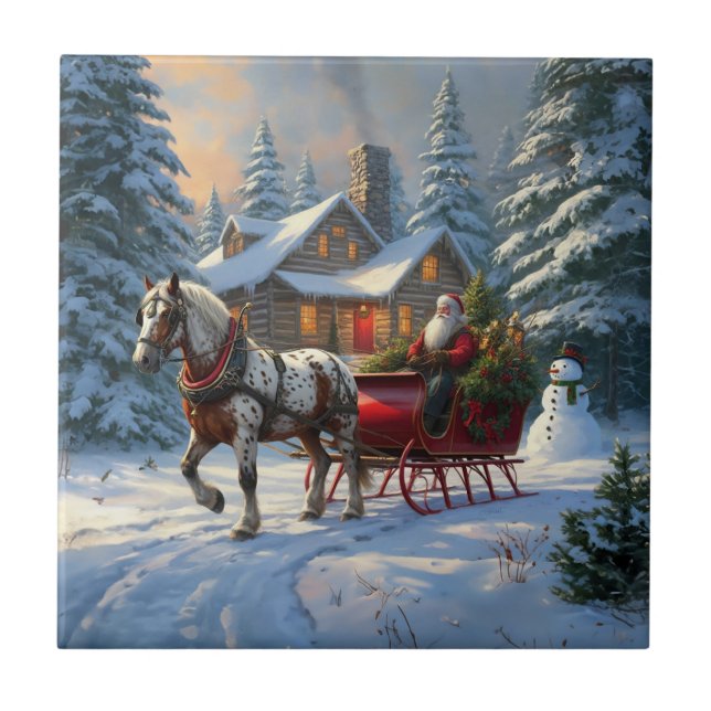 Christmas One-horse Sleigh Santa Tile (Front)