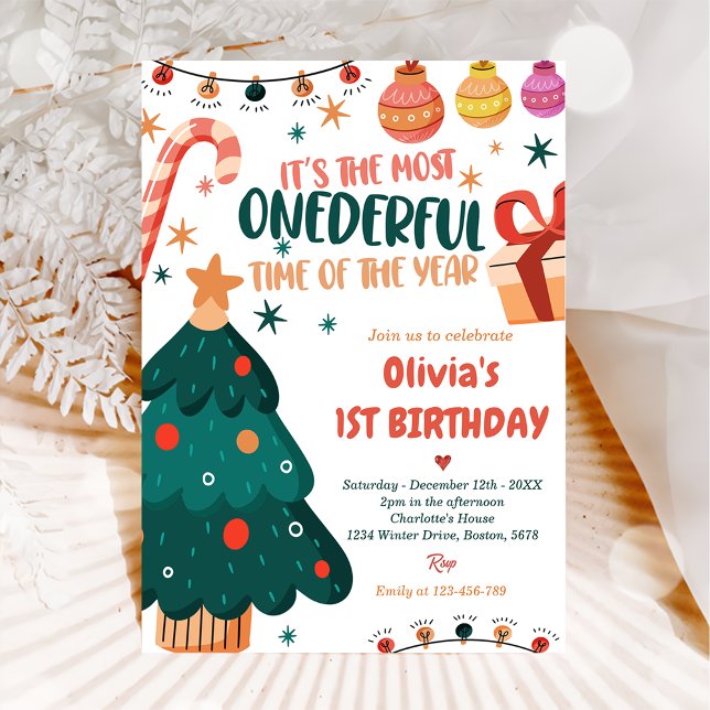 Christmas Onederful Birthday Party Invitation (Creator Uploaded)