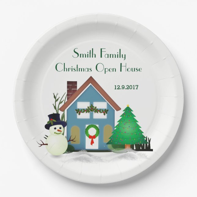 Christmas Open House Paper Plates 9" (Front)