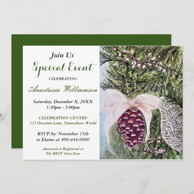 Christmas Open House PARTY EVENT INVITE (Front/Back)