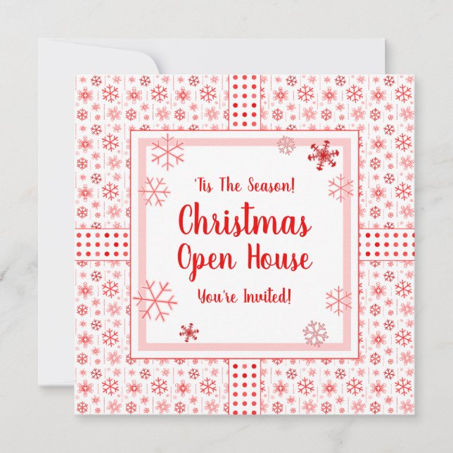 Christmas Open House Red Snowflake Invitation (Front)