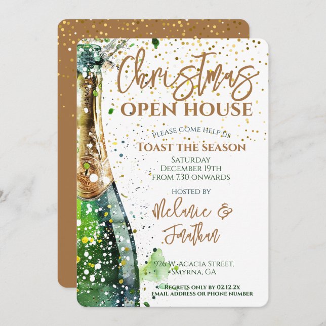 Christmas Open House Toast The Season Party Invitation (Front/Back)