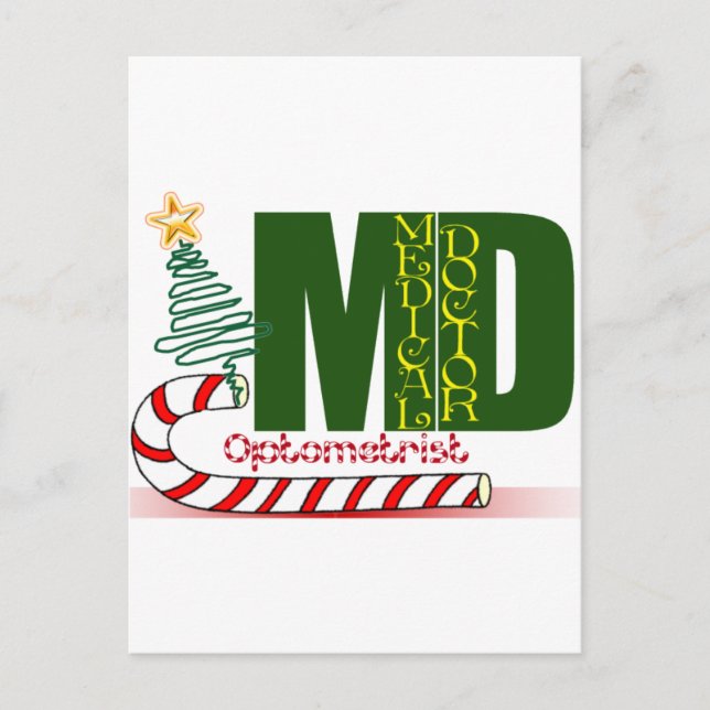 CHRISTMAS OPTOMETRIST - EYE DOCTOR HOLIDAY POSTCARD (Front)