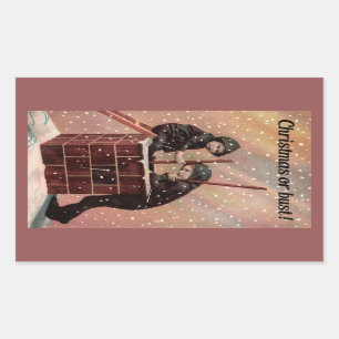 Christmas Or Bust, Boy Chimney Sweep Antique Photo Sticker