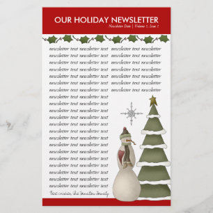 Christmas or Holiday Family Newsletter Template Stationery