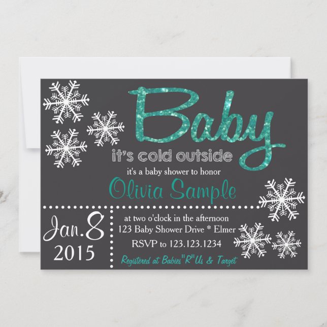 Christmas or Winter Baby Shower Invitation (Front)