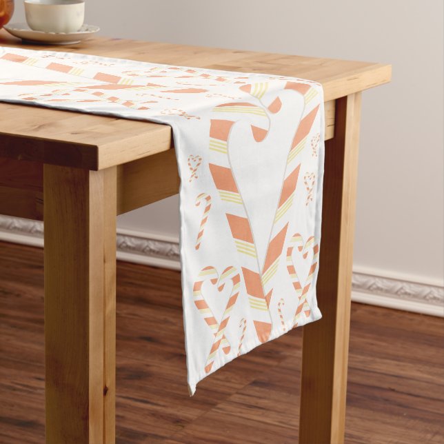 Christmas Orange Candy Cane Table Runner (In Situ)