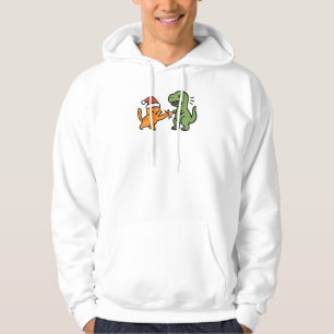 Christmas Orange Cat and T-rex Hoodie
