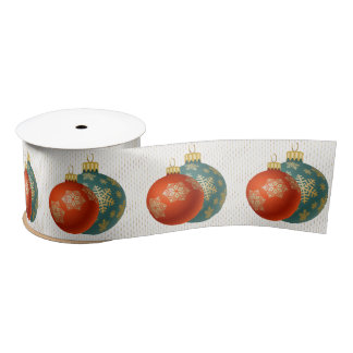Christmas Orange Ornaments Ribbon Satin Ribbon