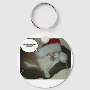 Christmas Orange Tabby Cat Humbug Keychain