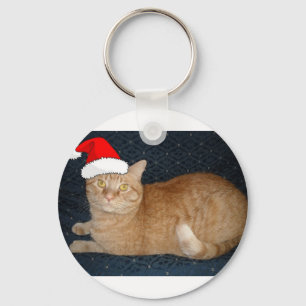 Christmas Orange Tabby Cat Keychain
