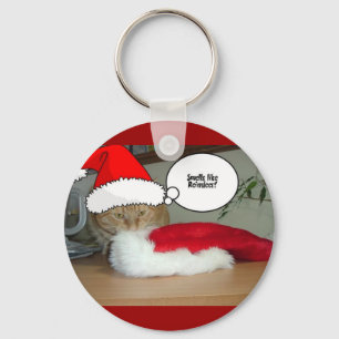 Christmas Orange Tabby Cat Keychain