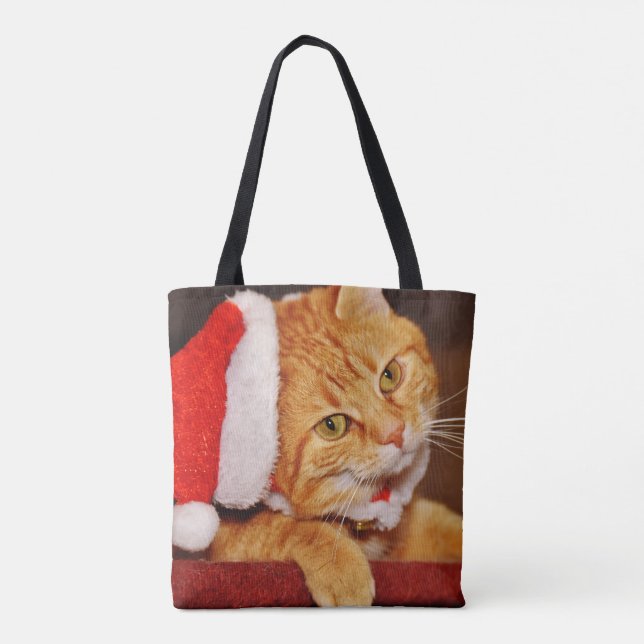Christmas Orange Tabby Cat Tote Bag (Back)