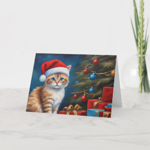 Christmas Orange Tabby Kitten  Holiday Card