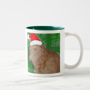 Christmas Orange Tabby Kitty Cat Two-Tone Coffee Mug