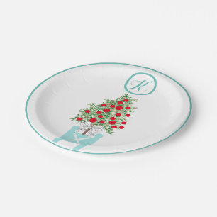 Christmas Orange tree Topiary Chinoiserie  Paper Plate