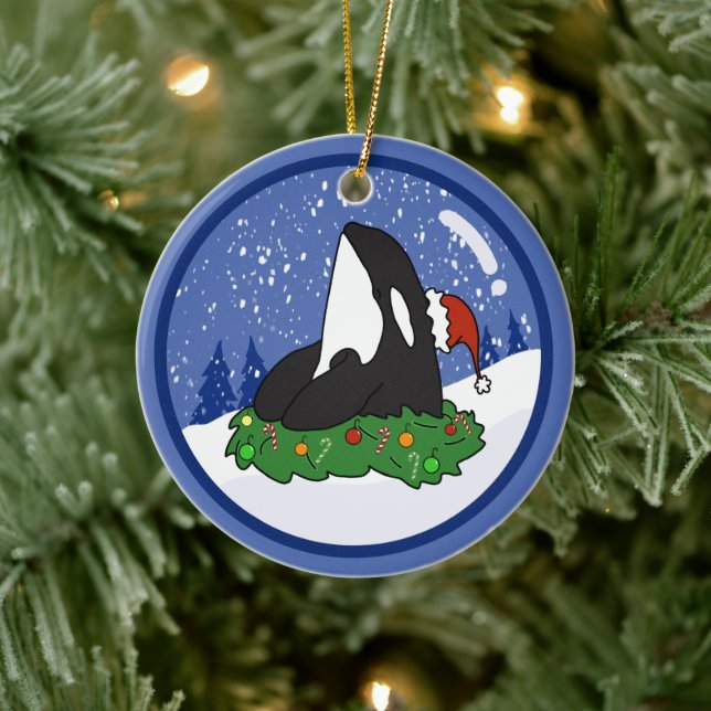 Christmas Orca Killer Whale  Ceramic Ornament (Tree)