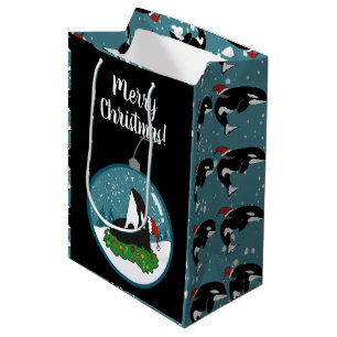 Christmas Orca Killer Whale Medium Gift Bag