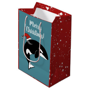 Christmas Orca Killer Whale  Medium Gift Bag