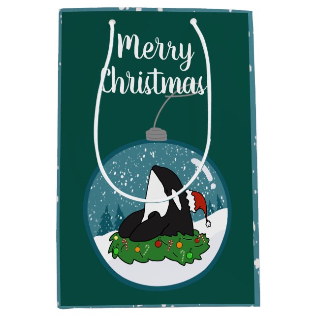 Christmas Orca Killer Whale Medium Gift Bag (Front)