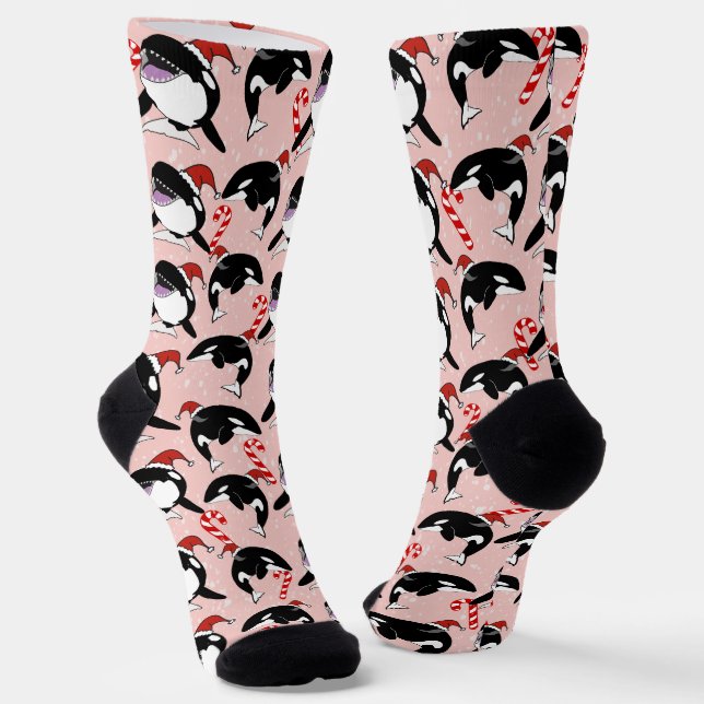 Christmas Orca Killer Whale  Socks (Angled)