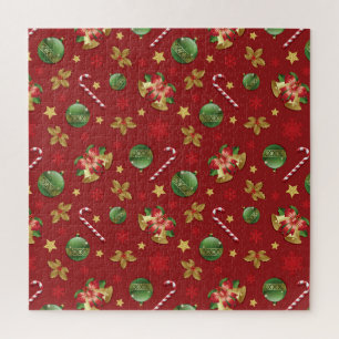 Christmas Ornamant  & Candy Cane Pattern Jigsaw Puzzle