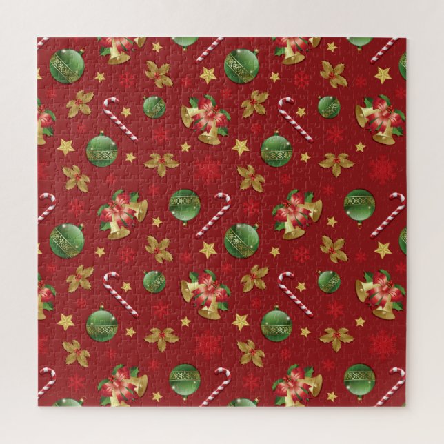 Christmas Ornamant  & Candy Cane Pattern Jigsaw Puzzle (Vertical)