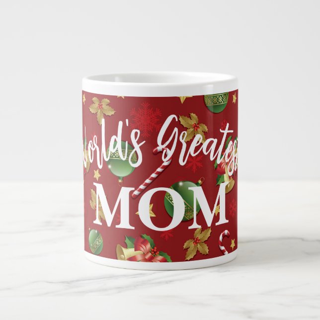 Christmas Ornamant  & Candy Cane Pattern Large Coffee Mug (Front)
