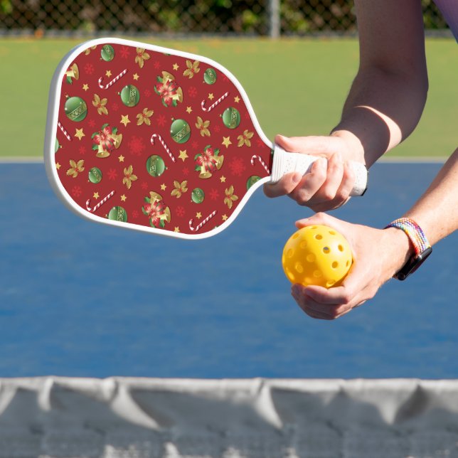 Christmas Ornamant  & Candy Cane Pattern Pickleball Paddle (Insitu)