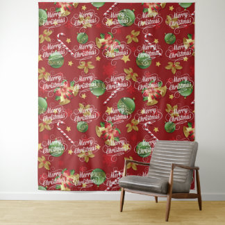 Christmas Ornamant & Candy Cane Pattern Tapestry
