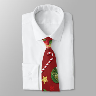 Christmas Ornamant & Candy Cane Pattern Tie
