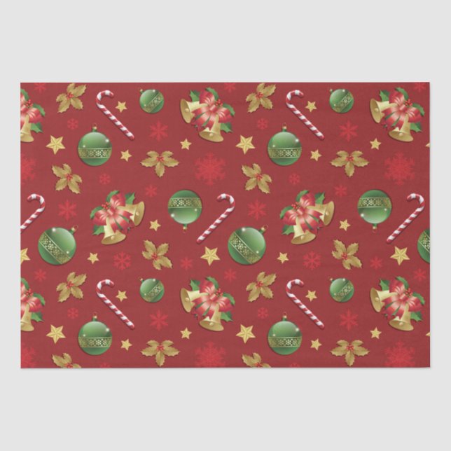 Christmas Ornamant  & Candy Cane Pattern Tissue Paper (Front)