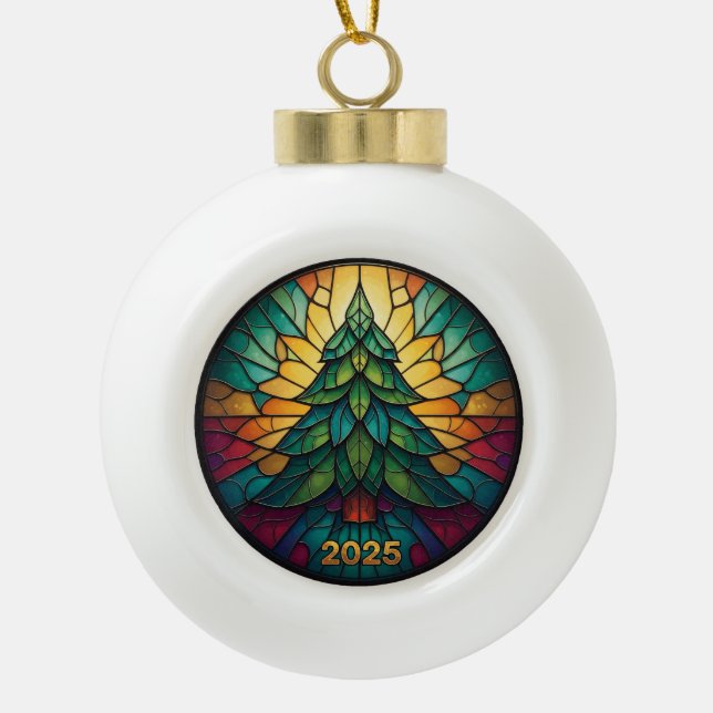 Christmas Ornament 2025 Faux Stained Glass Eff. 1  (Front)